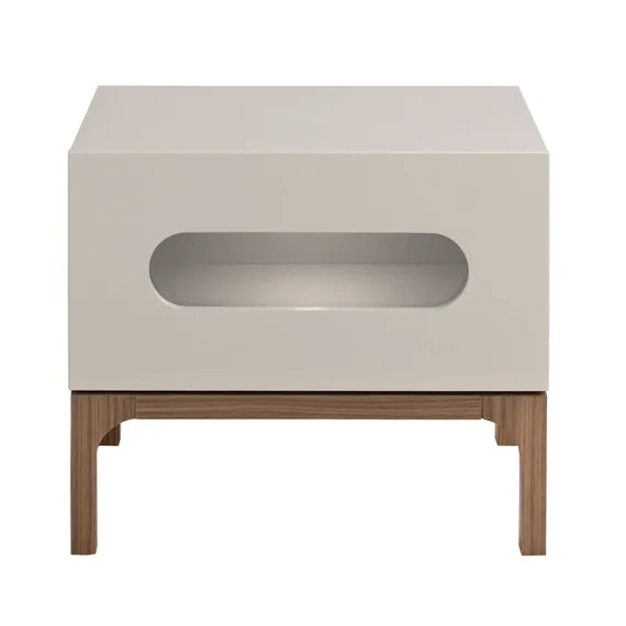 Прикроватная тумбочка 7144/CP2205H серого и орехового дерева с подсветкой