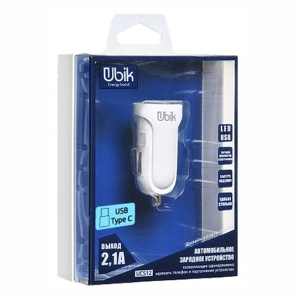 АЗУ с кабелем Type-C Ubik UCS12 1USB 2.1A White