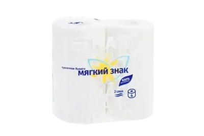 Бумага туалетная МЯГКИЙ ЗНАК 2 сл., 4 рул., белая (буквы)
