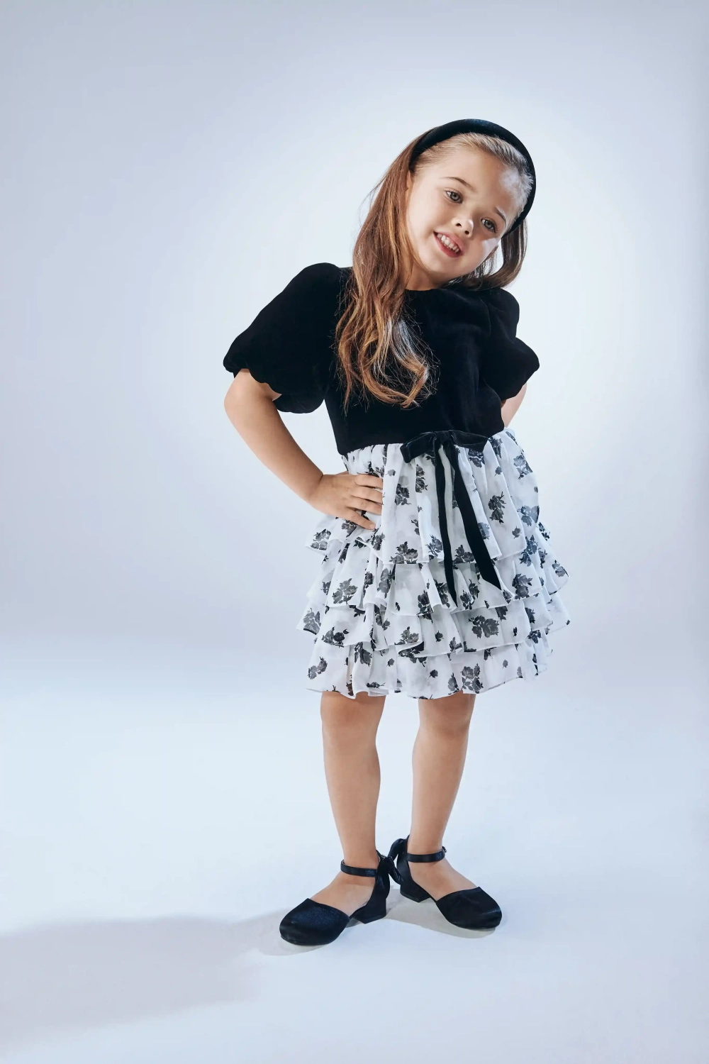 Noemi, ободок детский из черного бархата