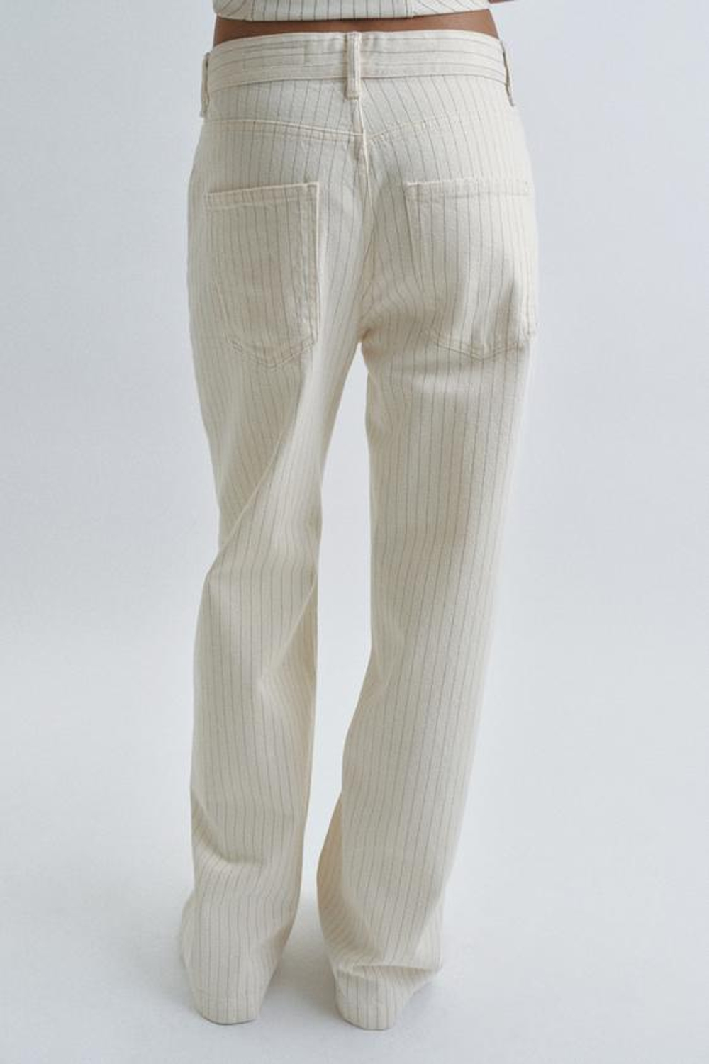 ZARA ДЖИНСЫ WIDE LEG В ПОЛОСКУ С ВЫСОКОЙ ПОСАДКОЙ — ZW COLLECTION, ЭКРЮ