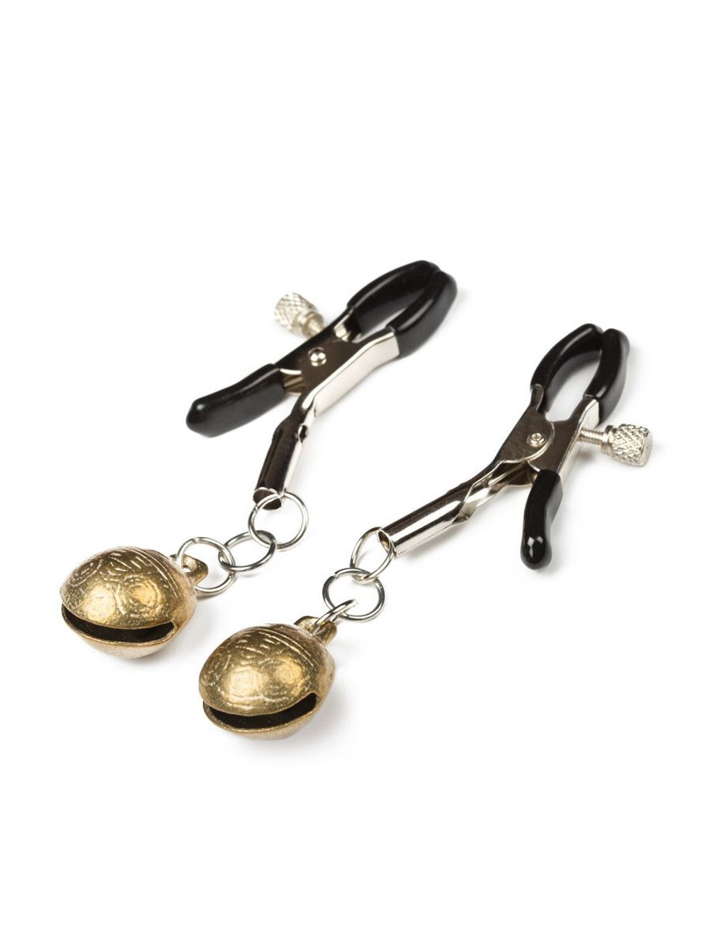 Черные зажимы на соски с золотистыми шариками