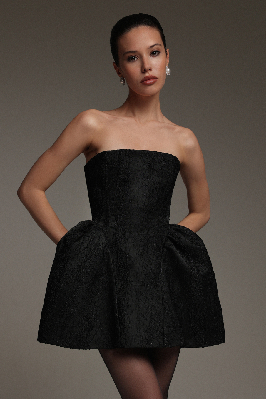 Платье мини из жаккарда