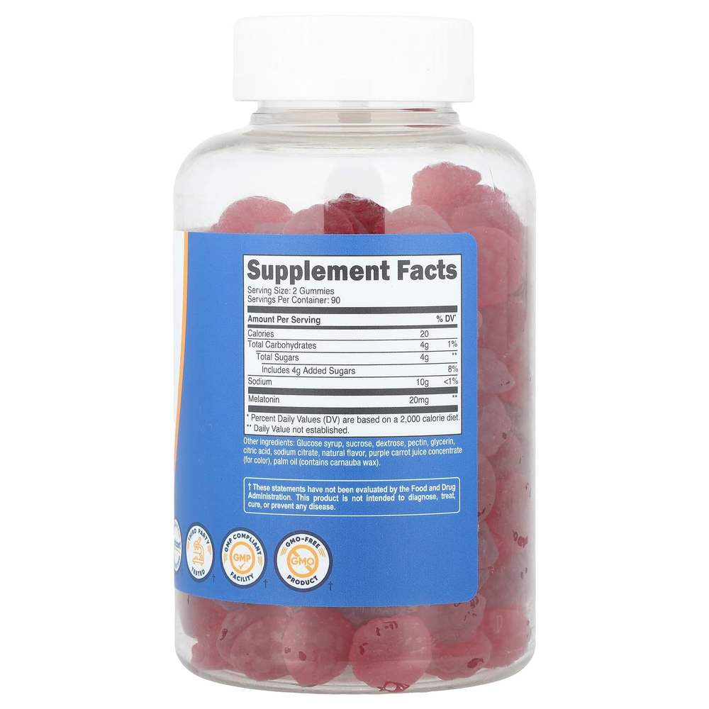 Nutricost, Жевательные мармеладки с мелатонином, клубника, 180 жевательных мармеладок (10 мг в 1 жевательной мармеладке)