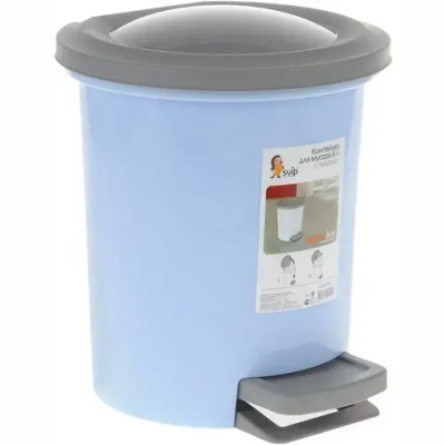 Контейнер для мусора с педалью Vogue 6 л небесный