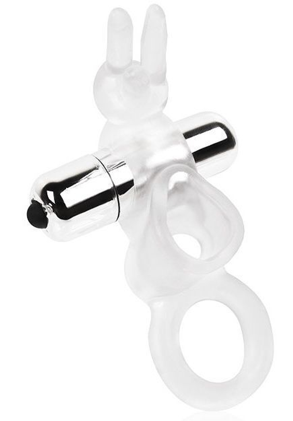 Прозрачное эрекционное виброкольцо с усиками (Цвет: прозрачный)