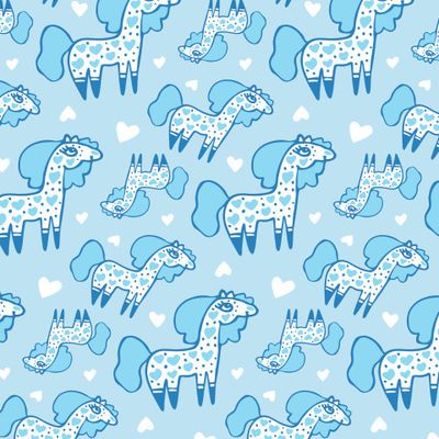 Buy baby fabric love horses pony light blue