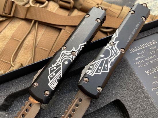 Сет ножей Microtech MT_719-13SETDMS UTX-85 Warhound / Hellhound SET, алюм. рук-ть Death Man
