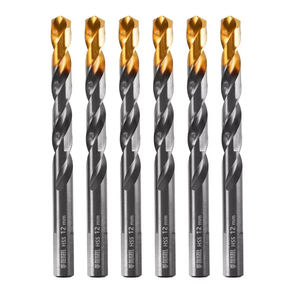Сверло по металлу, 12 мм, HSS-Tin, Golden Tip, 6 шт.// Denzel