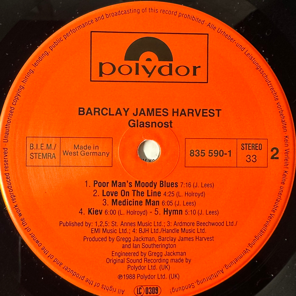 Barclay James Harvest ‎– Glasnost (Германия 1988г.)