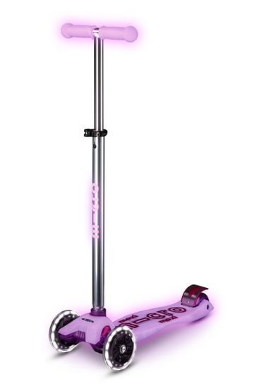 Самокат Maxi Micro Deluxe Glow LED светящийся яркий сиреневый