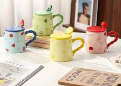 GAEM Кружка с крышкой и ложкой, 320 мл, L13,5 W9 H9,5 см, 4в.