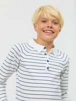 Поло для мальчика с длинным рукавом AT1497 бело-синий
