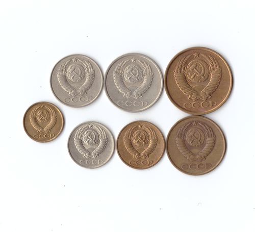 Набор монет (7 шт) 1987г. 1,2,3,5,10,15,20копеек XF