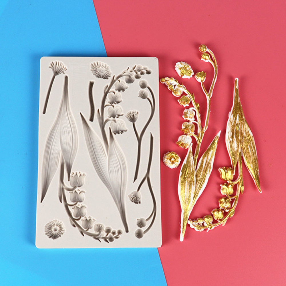 Молд силиконовый для флористики "Ландыши" / Форма для лепки веточки ландыша / молд для глины, мыла и воска