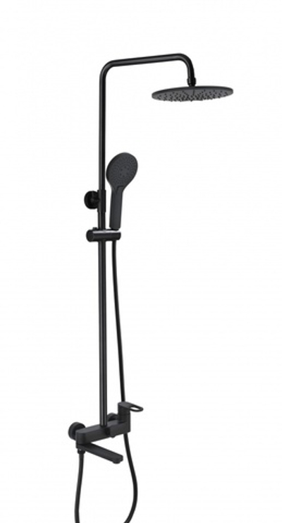 33016-C Однорукий душевой релинг (черный)  HANSEN  (5/1шт)