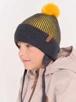 Шапка из смесовой шерсти "Горчица" на завязках