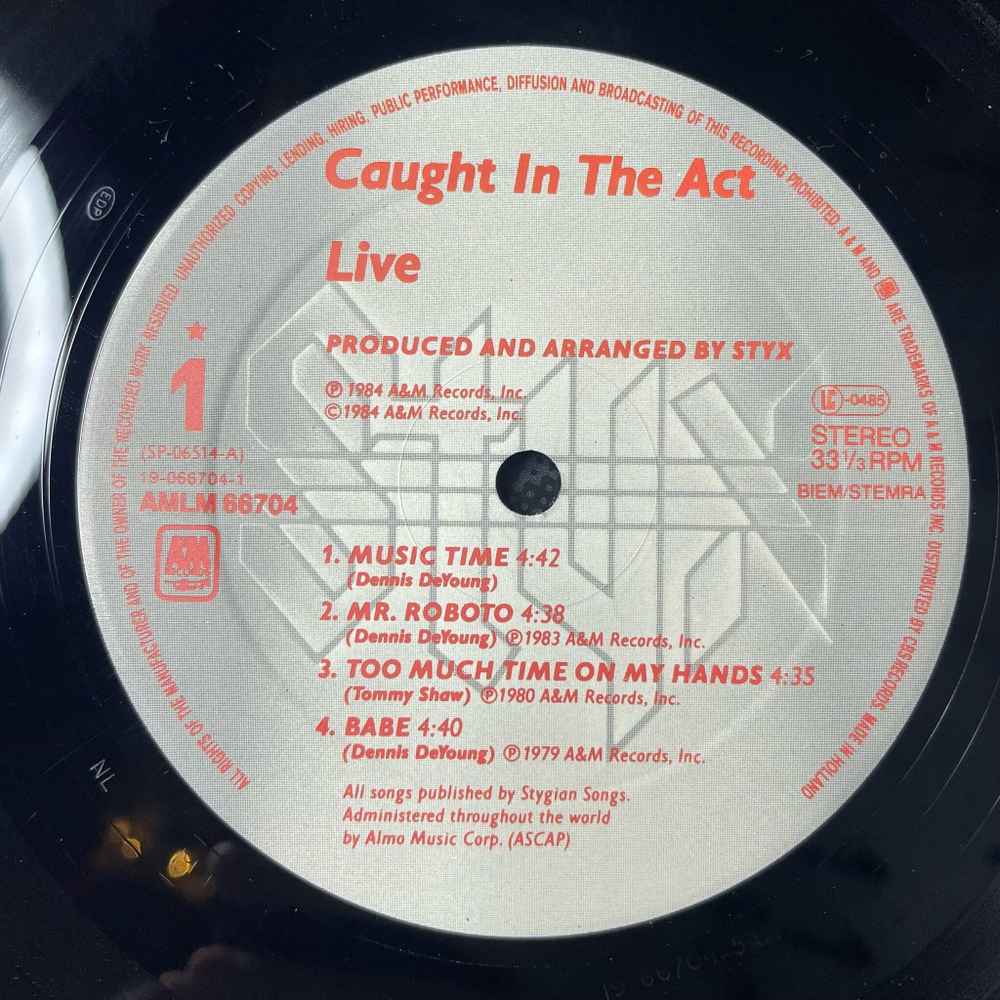 Винтажная виниловая пластинка LP Styx Caught In The Act Live (Holland 1984) Snowblind