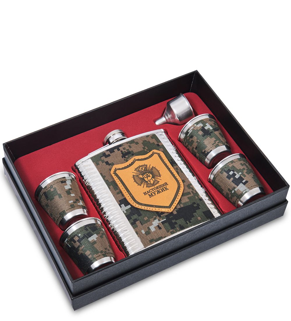 GT-94 Подарочный н-р фляжка со стопками «Камуфляж» 500 мл