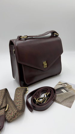 Сумка женская натуральная кожа артикул 066-3 цвет "коричнево-бордовый"