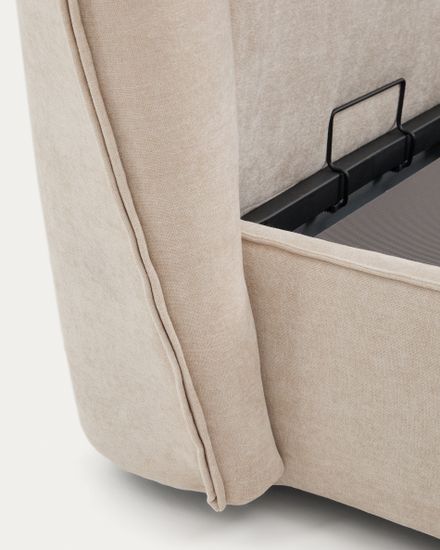 Кровать Arvian бежевого цвета из шенилла с ящиком для хранения 180 х 200 см