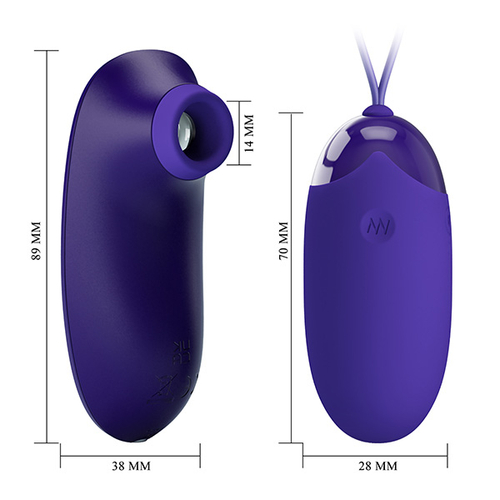 Набор: вакуумный стимулятор и виброяйцо с пультом ДУ Pretty Love Vibrating Egg & Tapping Stimulator Purple BI-014901WL