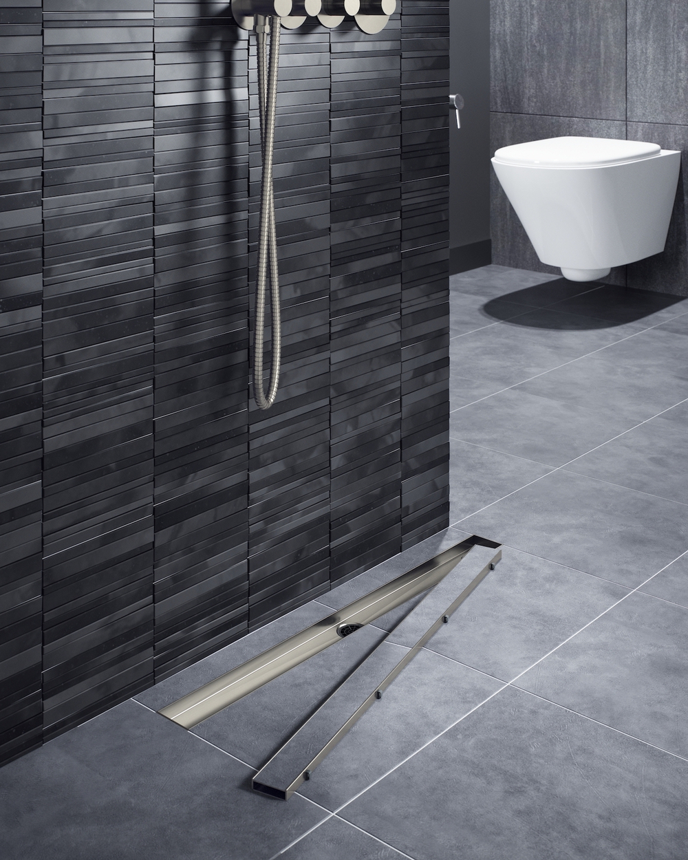 Душевой лоток Drain System 700 DS230207/18 Черное золото, с панелью «Plate» под плитку
