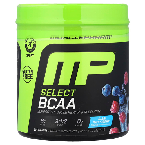 MusclePharm, Select BCAA, голубая малина, 225 г (7,9 унции)