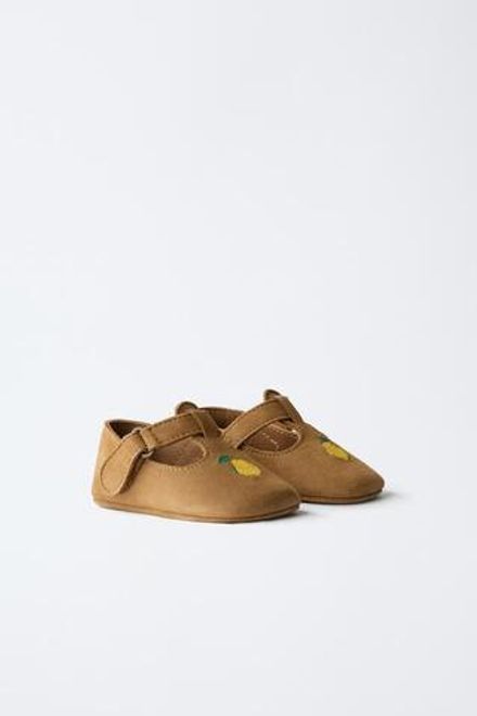 ZARA КОЖАНЫЕ ТУФЛИ T-ОБРАЗНОЙ ФОРМЫ, КОРИЧНЕВЫЙ