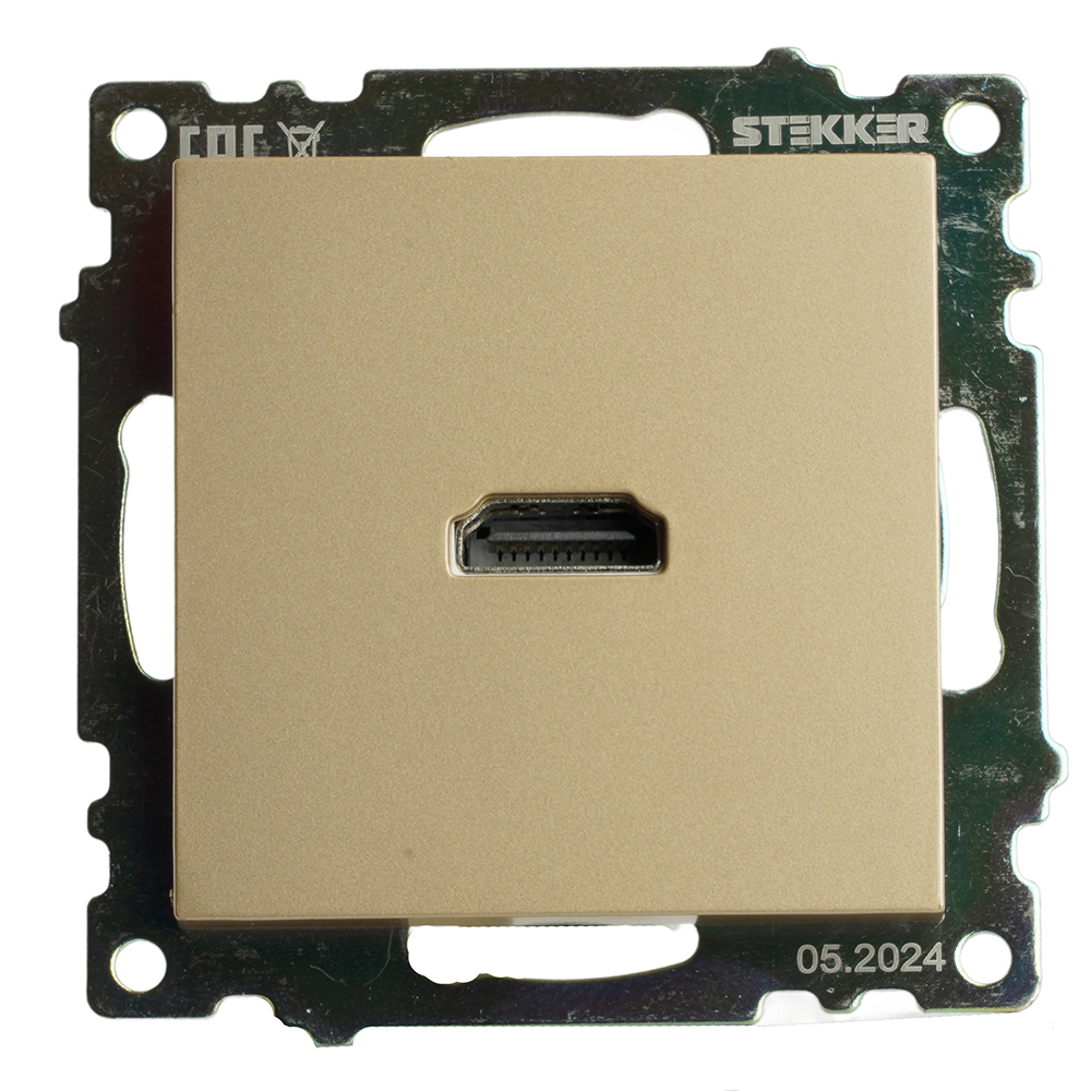 Розетка HDMI 2.1, Type A (механизм), STEKKER, GLS00-7118-08, серия Катрин, золото 50060