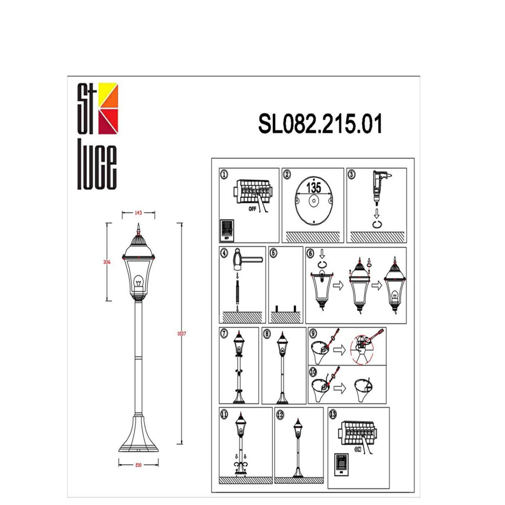 SL082.215.01 Светильник уличный наземный ST-Luce Бронза/Бронза, Прозрачный E27 1*60W