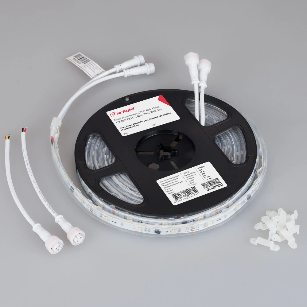 Светодиодная лента герметичная SPI-P-B30-12mm 12V RGB-PX3 (7.2W/m, IP66, 5060, 5m) (Arlight, бегущий огонь) 026370(3)