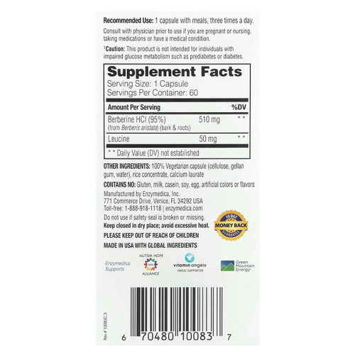 Enzymedica, берберин, 60 капсул направленного действия