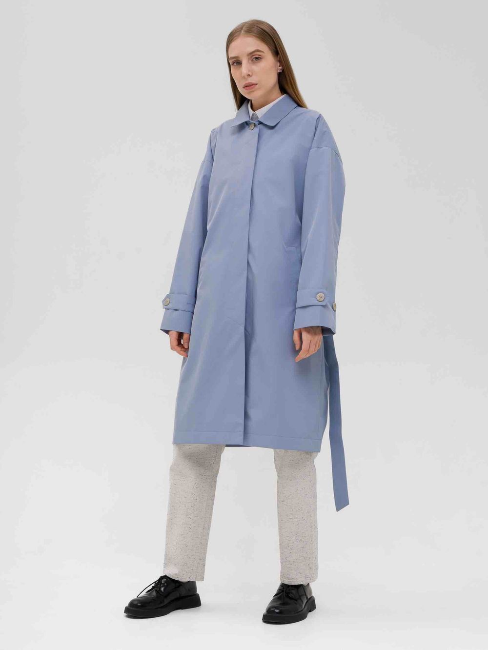 Плащ FOS Средней длины Женский Голубой