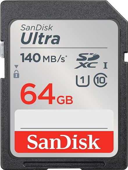 Карта памяти SanDisk Ultra SDXC 64GB UHS-I, R 140 МБ/с