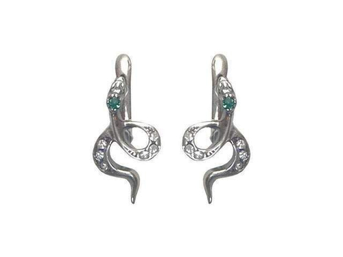 "Змейка" серьги в серебряном покрытии из коллекции "Сладкий яд" от Jenavi с английским замком