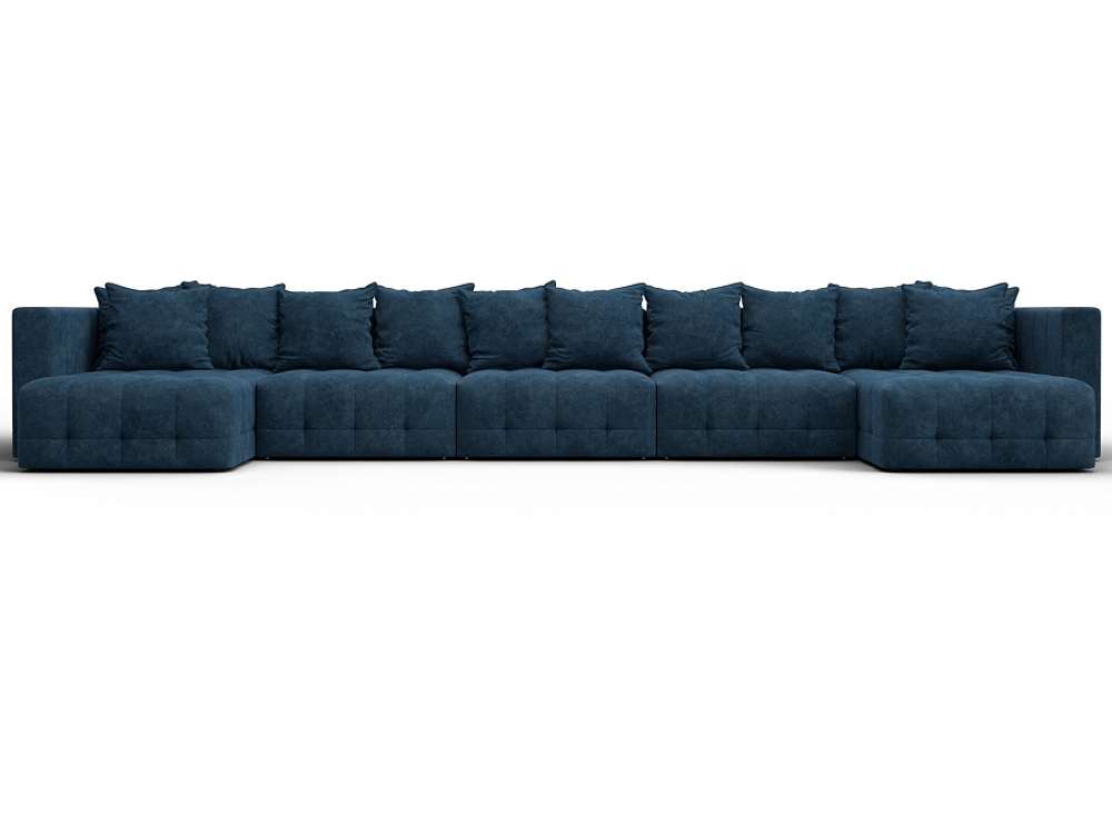 Диван П-образный Лига-052 НПБ МегаЛонг, BRUT 11 ВЕЛЮР синий