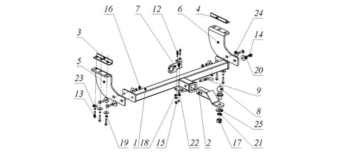 Фаркоп Бизон на Ford Ranger FA 0829-E (с 2012 г.в.) (паспорт и сертификат в комплекте)(без электрики)