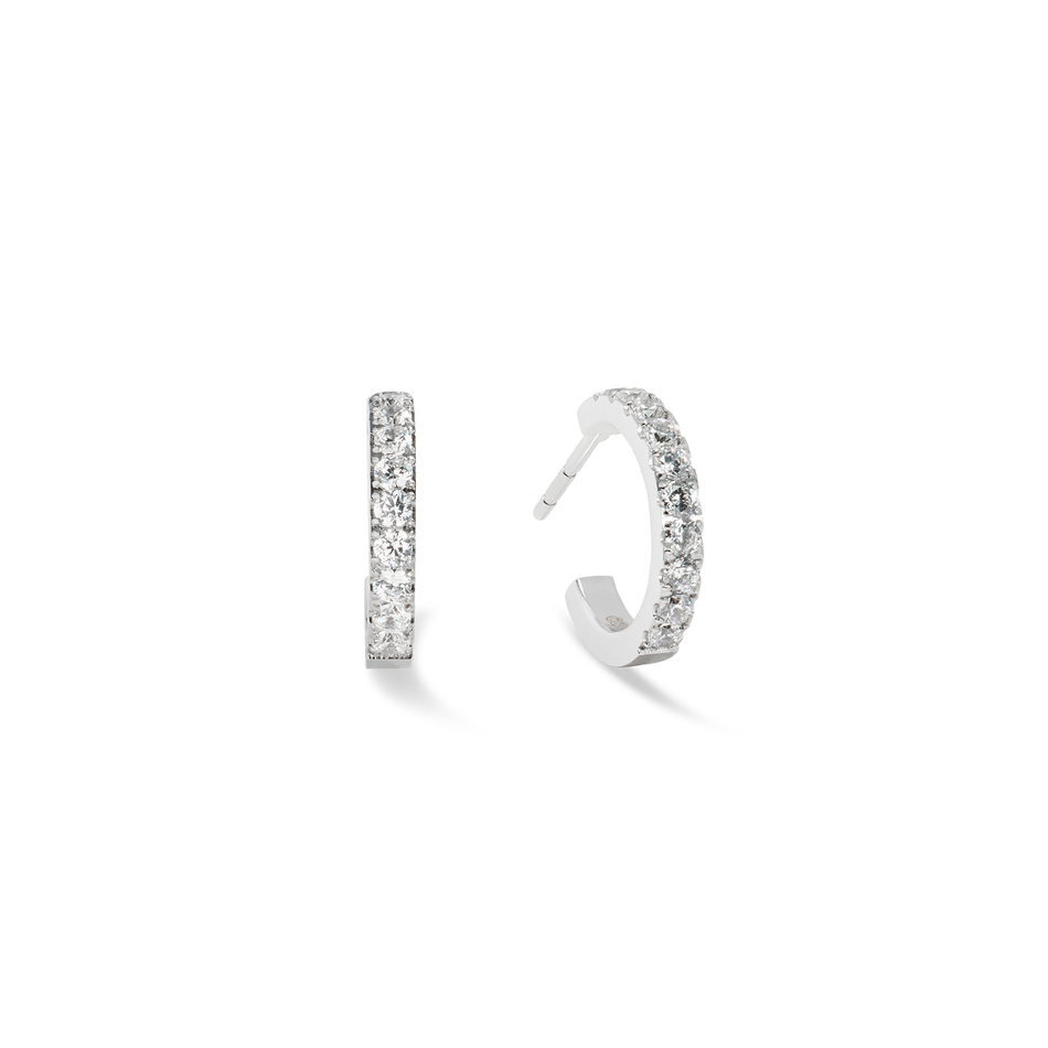 Серьги Coeur de Lion Hoop Crystal-Silver 15мм 0146/23-1817