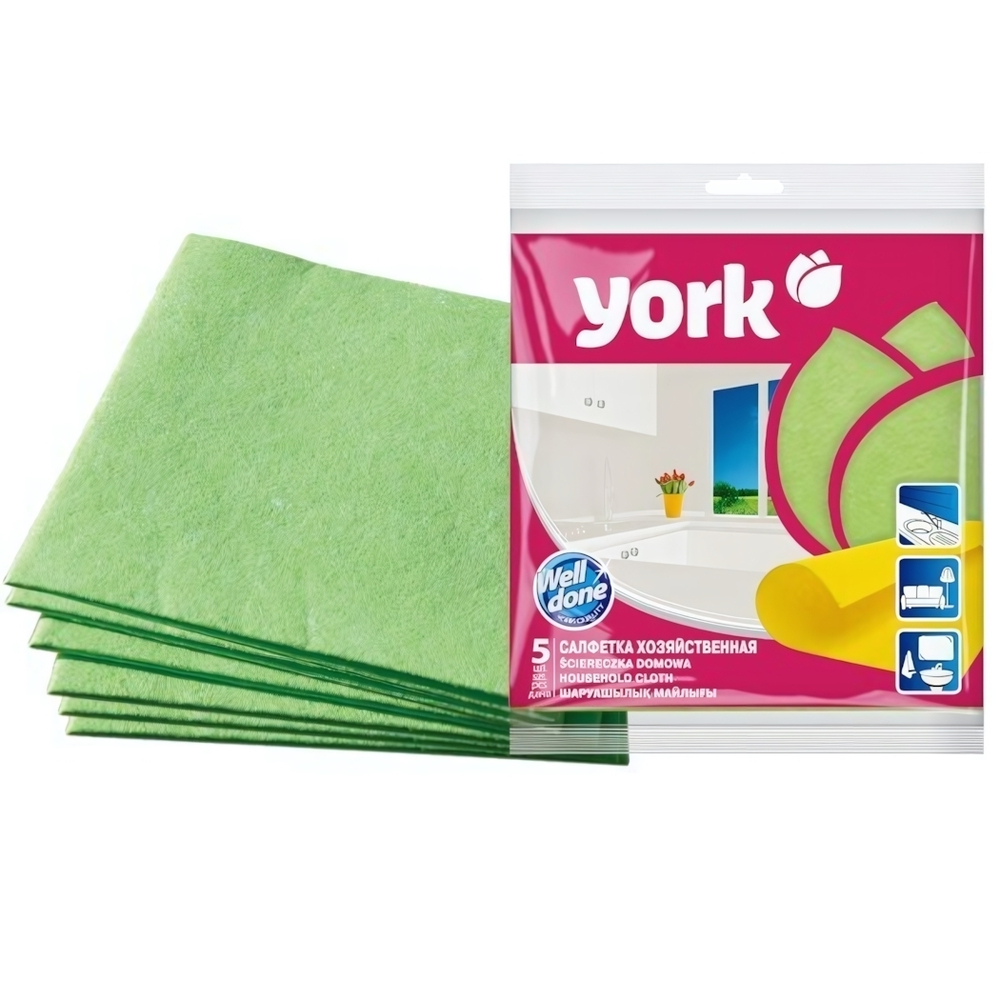 Салфетка вискозная Домашняя YORK 5шт. (35х35 см)