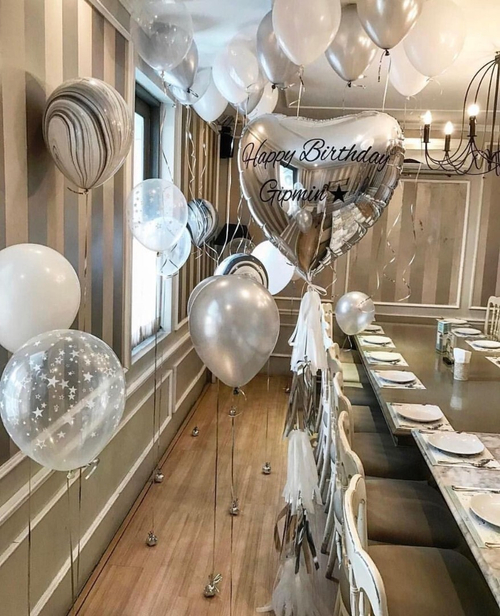 Готовое решение из шаров на День Рождения «Серебро»