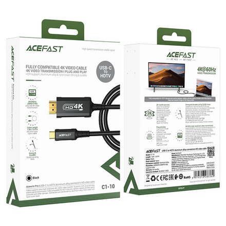 Кабель ACEFAST C1-10 USB-C to HDTV aluminum alloy connectors HD video cable