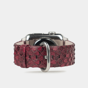 Ремешок для Apple Watch 40/41/42 mm из кожи питона, малинового цвета