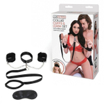 Чёрный ошейник с наручниками и поводком Collar Cuffs & Leash Set (Цвет: черный)