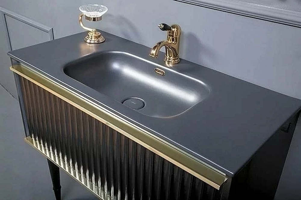 Тумба с раковиной Armadi Art Vallessi Avantgarde Canale 100 черный с золотом