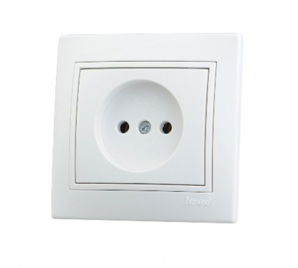 Розетка 1-местная LEZARD MIRA 701-0202-121 б/з керамика С/П белый/белый(859566)