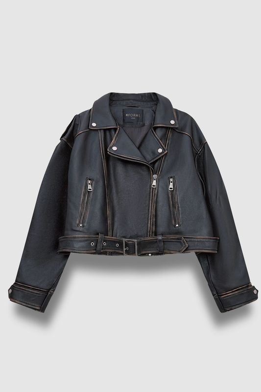 Куртка-косуха из натуральной кожи, черный