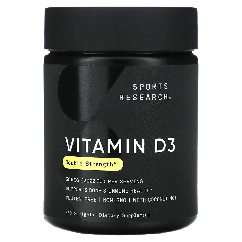 Sports Research, витамин D3, 50 мкг (2000 МЕ), 360 мягких таблеток