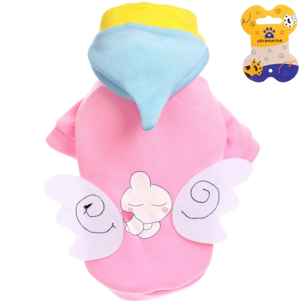 Кофта - толстовка с капюшоном для собак мелких пород «МОДНЫЙ БРО», ангел, размер S (29*25*22см) Ultramarine