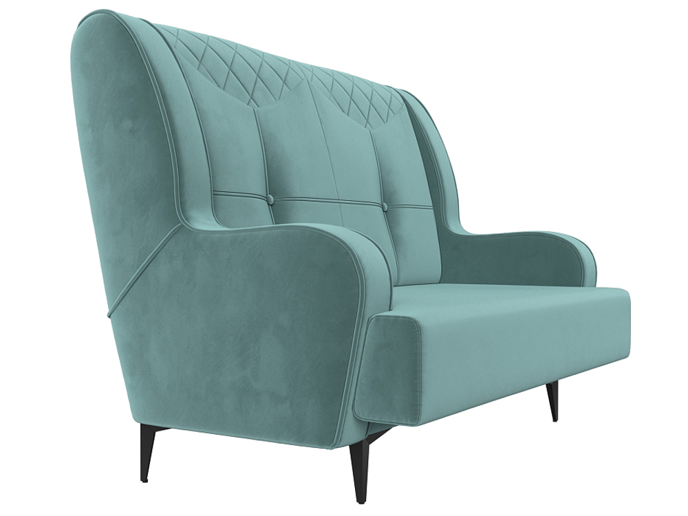 Диван прямой Неаполь 2-х местный, Бирюзовый, Велюр, 113162